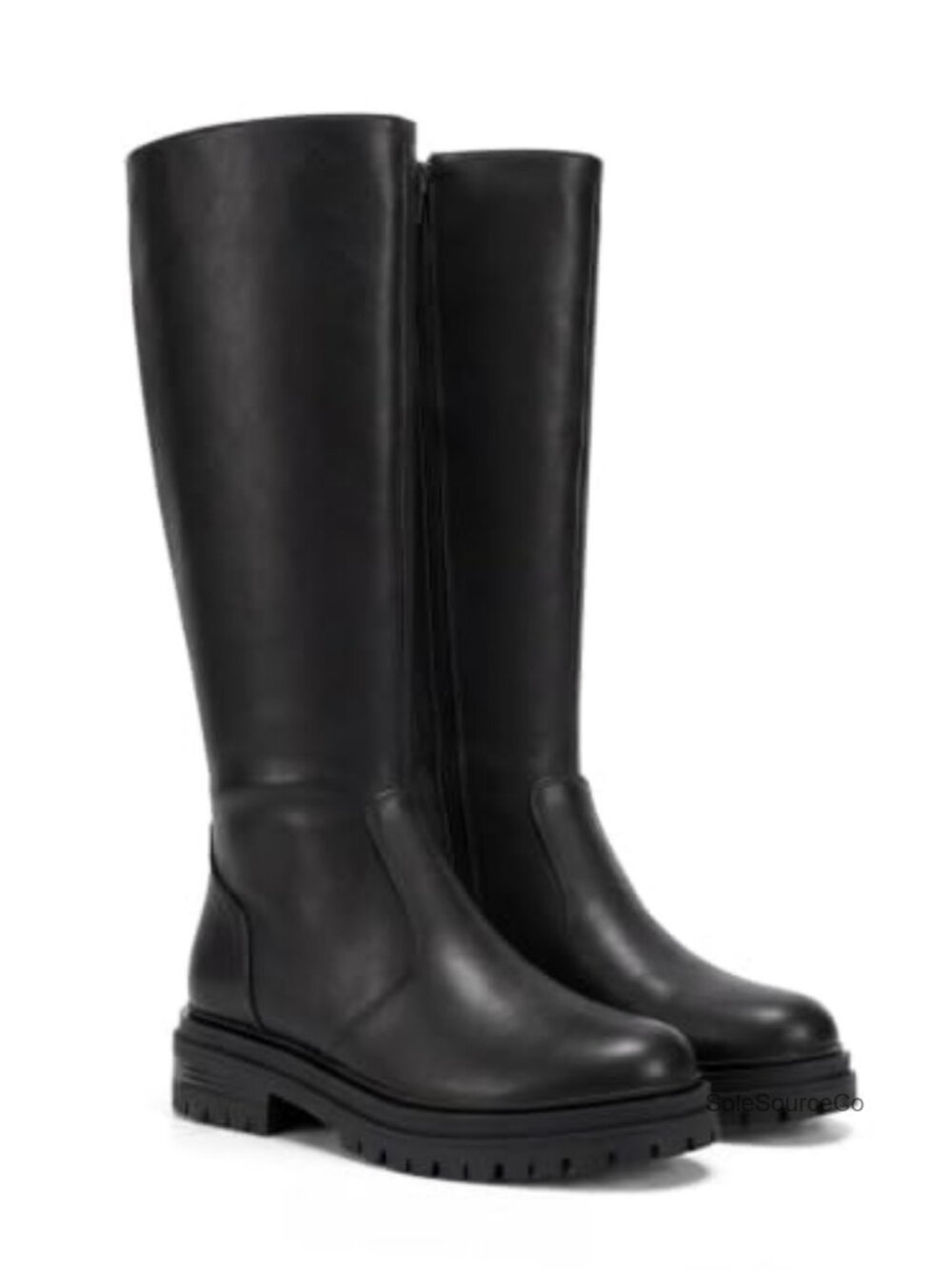 Women's Knee High Platform Boots Chunky Block Heel Faux Leather Zip